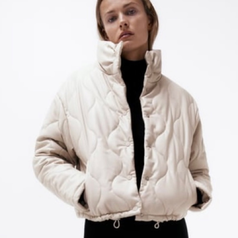 Faux leather puffer